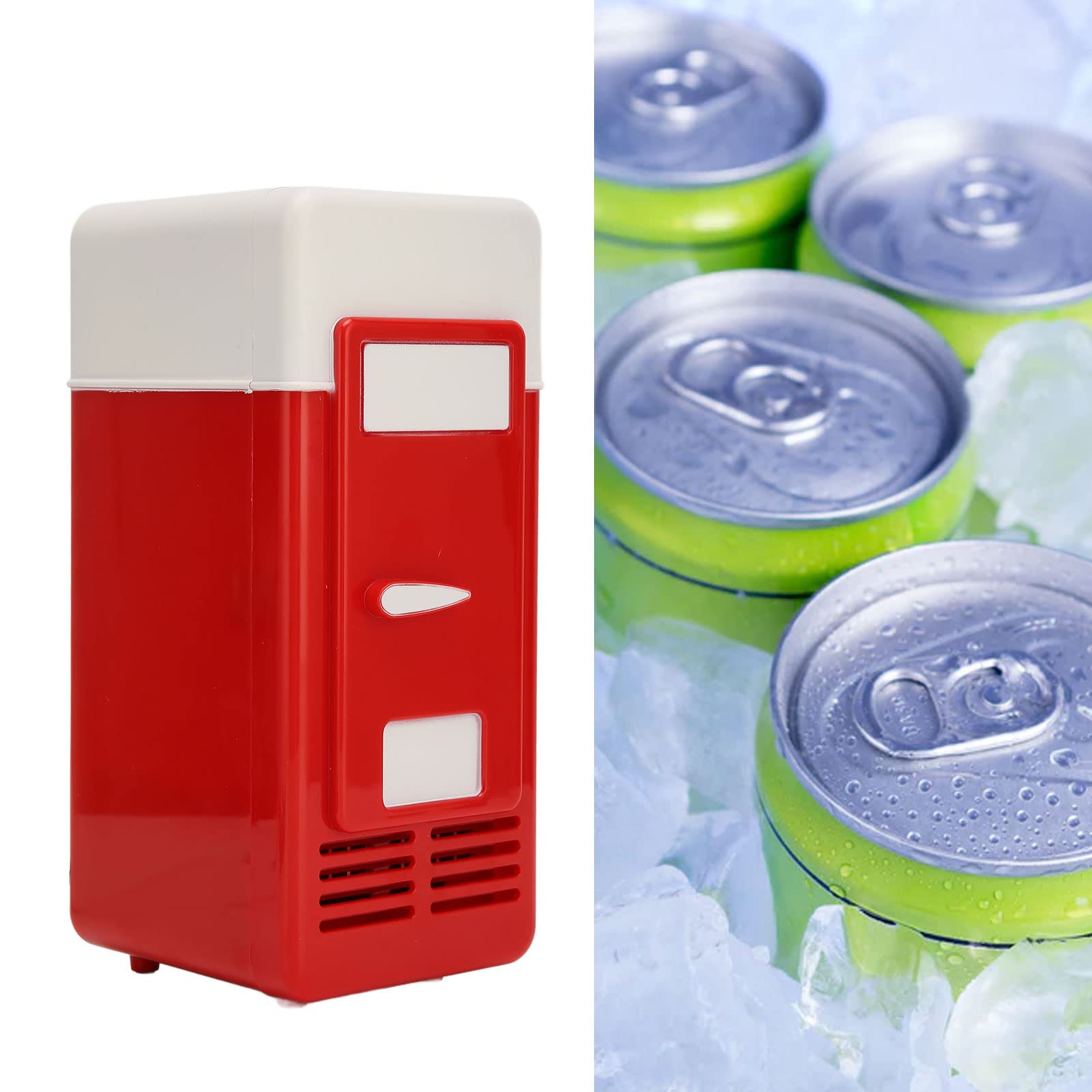 PUSOKEI Car Fridge, Isolated Cooling, Mini Fridge with Cooling and Heating Function, USB Powered, Energy Saving Semiconductor, Low Decibel, for Cosmetics Beverages(red)