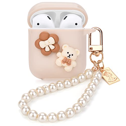 Mainrenka Cute Kawaii AirPods 2nd 1st Generation Case Aesthetic for Women and Girls Compatible wit Airpod Gen 2 & 1 Case