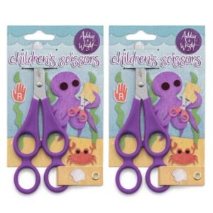 ashton and wright - children's double hole training scissors - purple - right handed - pack of 2