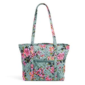vera bradley women's cotton small tote bag, rosy outlook - recycled cotton, one size