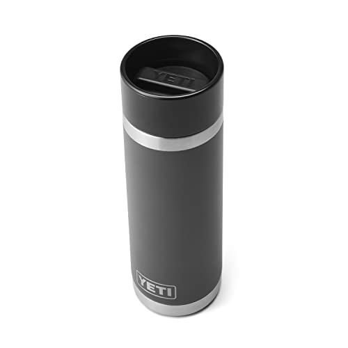 YETI Rambler 18 oz Bottle, Stainless Steel, Vacuum Insulated, with Hot Shot Cap, Charcoal