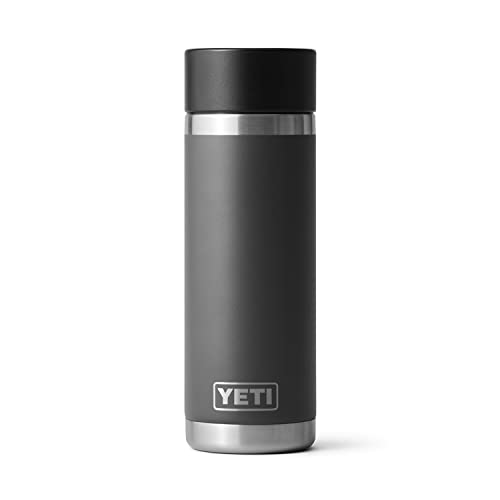 YETI Rambler 18 oz Bottle, Stainless Steel, Vacuum Insulated, with Hot Shot Cap, Charcoal