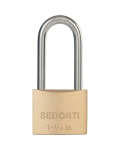 sedorti outdoor weatherproof padlock with stainless steel shackle and solid brass body, marine grade rustproof long lock for sheds, storage unit school gym locker, fence, toolbox, hasp storage
