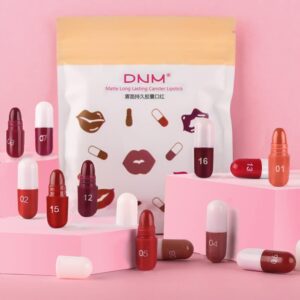 18 Pcs Mini Capsule Makeup Lipstick Pills Set, Matte Stain Set, Lápiz Labial Rojo Women Nude Brown Dark Red Matte Matt Lipsticks Cute Lip Stick Purse Set Labiales Matte Larga Duracion 24 Hrs