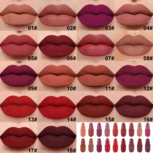 18 Pcs Mini Capsule Makeup Lipstick Pills Set, Matte Stain Set, Lápiz Labial Rojo Women Nude Brown Dark Red Matte Matt Lipsticks Cute Lip Stick Purse Set Labiales Matte Larga Duracion 24 Hrs