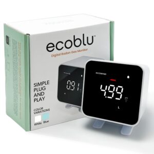 ecosense eb100 ecoblu, home radon detector, capture & display results every 10 minutes, short & long-term continuous monitoring, easy to use