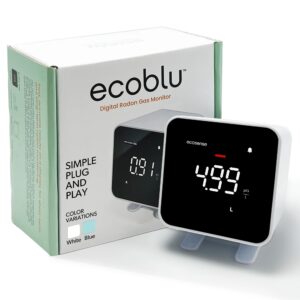 Ecosense EB100 EcoBlu, Home Radon Detector, Capture & Display Results Every 10 Minutes, Short & Long-Term Continuous Monitoring, Easy to Use