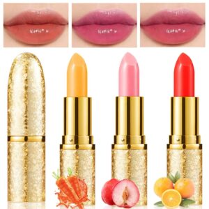 haoya 3 pcs waterproof color changing lipstick - glossy finish, moisturizing, long lasting, adjustable color depth