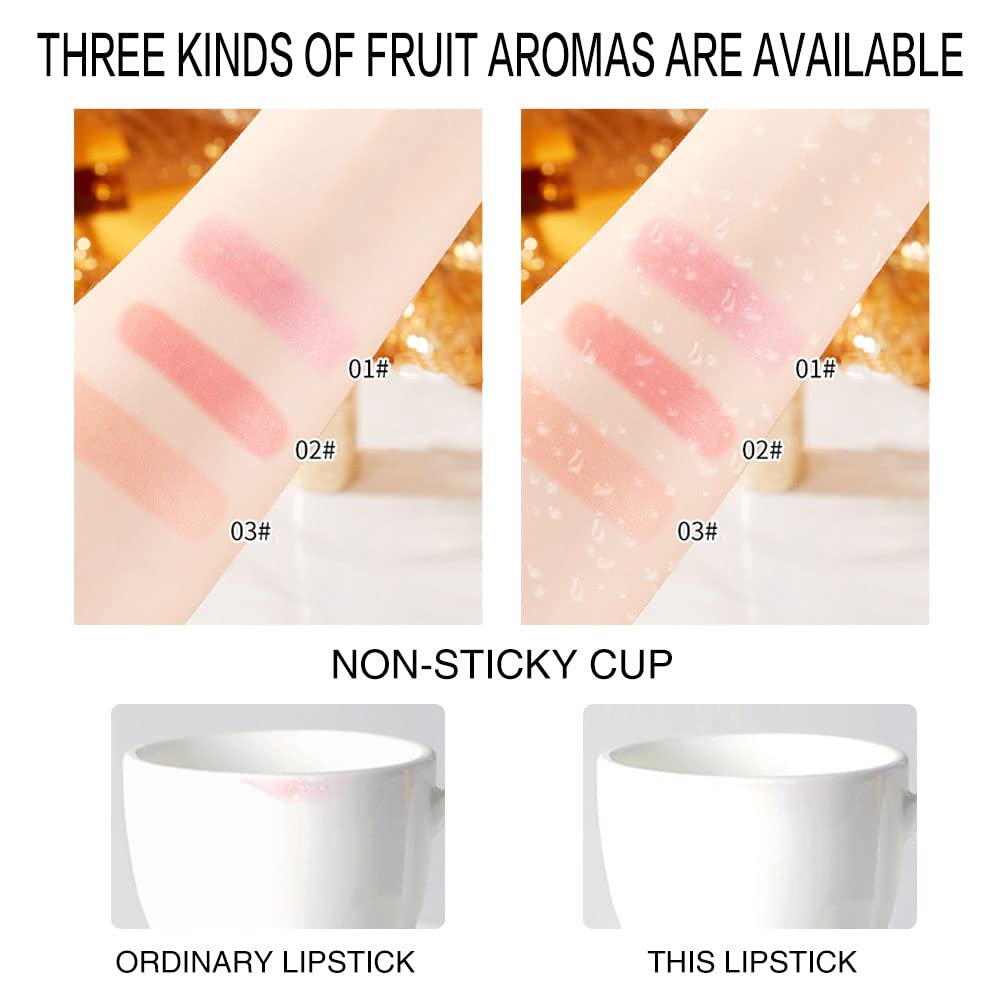 HAOYA 3 Pcs Waterproof Color Changing Lipstick - Glossy Finish, Moisturizing, Long Lasting, Adjustable Color Depth