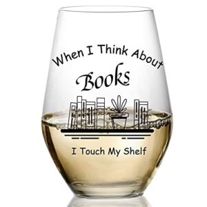 comfit gifts for book lovers - funny book club stemless wine glass gifts for reader lovers, librarian,teacher, nerd gift idea,inspirational birthday gifts for book lover friend