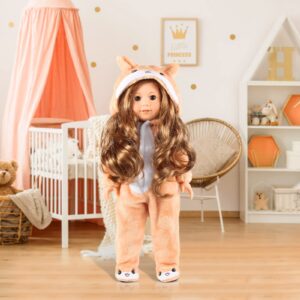 Ywkis 18 Inch Doll Clothes -Onesie Pajamas Fit 18 inch Girl Doll and More (Bear)