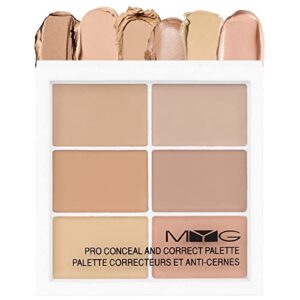 6 color correcting concealer palette, cream contouring makeup kit, corrects dark circles red marks scars, highlight and contour, light mediumor creamy concealer for mature skin a1 light skin