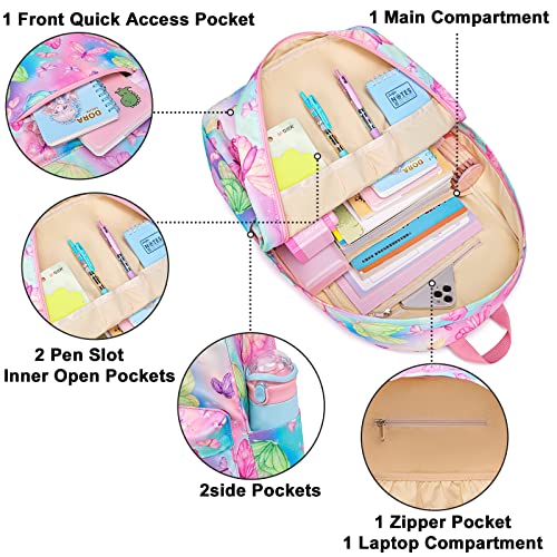 CAMTOP Backpack for Teen Girls Kids School Bookbag Lunch Box Set(Butterfly Schoolbag)