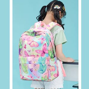 CAMTOP Backpack for Teen Girls Kids School Bookbag Lunch Box Set(Butterfly Schoolbag)