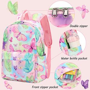 CAMTOP Backpack for Teen Girls Kids School Bookbag Lunch Box Set(Butterfly Schoolbag)