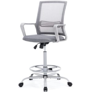 drafting chair - tall standing office desk chair with adjustable foot ring, chair with ergonomic lumbar support, adjustable height, breathable mesh