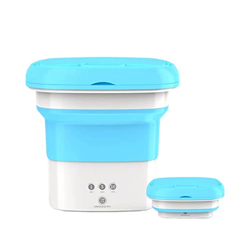 Portable Washing Machine - Foldable Mini Small Portable Washing Machine with Drain Basket for Apartment, Laundry, Camping, RV, Travel, Lingerie, Personal, Baby Clothes, Towels (blue)