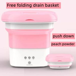 Portable Washing Machine - Foldable Mini Small Portable Washing Machine with Drain Basket for Apartment, Laundry, Camping, RV, Travel, Lingerie, Personal, Baby Clothes, Towels (blue)