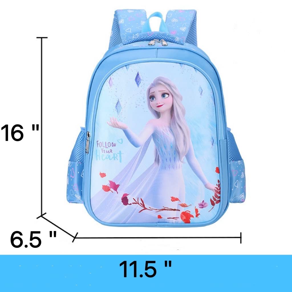 HONTUBS 16" Schoolbags, primary school students, girls, kindergarten girls, lightweight children‘s backpacks for grades (Sky blue 16＂)