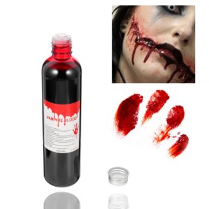 bkpplzp fake blood washable makeup,1.01oz(30ml) halloween fake liquid blood for zombie bride,clothes,monster sfx scary clown and vampire makeup & monster dress up cosplay,1 pack