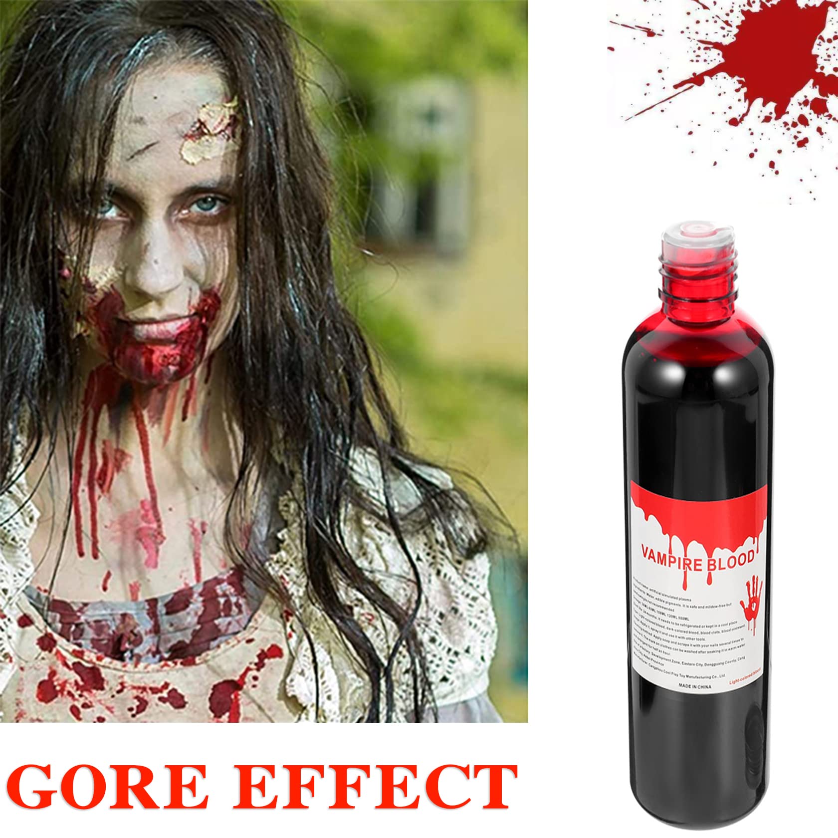 BKPPLZP Fake Blood Washable Makeup,1.01oz(30ML) Halloween Fake Liquid Blood for Zombie Bride,Clothes,Monster SFX Scary Clown and Vampire Makeup & Monster Dress Up Cosplay,1 Pack