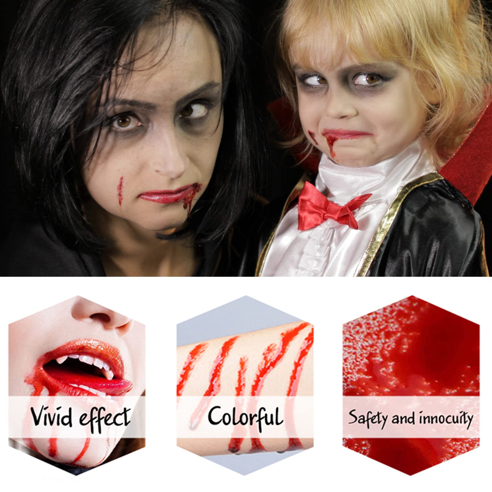 BKPPLZP Fake Blood Washable Makeup,1.01oz(30ML) Halloween Fake Liquid Blood for Zombie Bride,Clothes,Monster SFX Scary Clown and Vampire Makeup & Monster Dress Up Cosplay,1 Pack