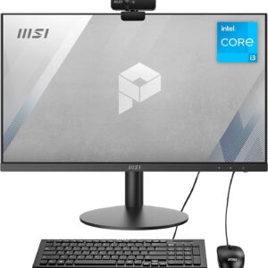 MSI 2023 Pro 24'' FHD LED All-in-One AIO Desktop PC Intel 4-Core i3-10105 16GB DDR4 256GB NVMe SSD 1TB HDD Intel UHD Graphics WiFi AX BT Webcam HDMI RJ45 COM Port Black Windows 10 Pro w/RE 32GB USB