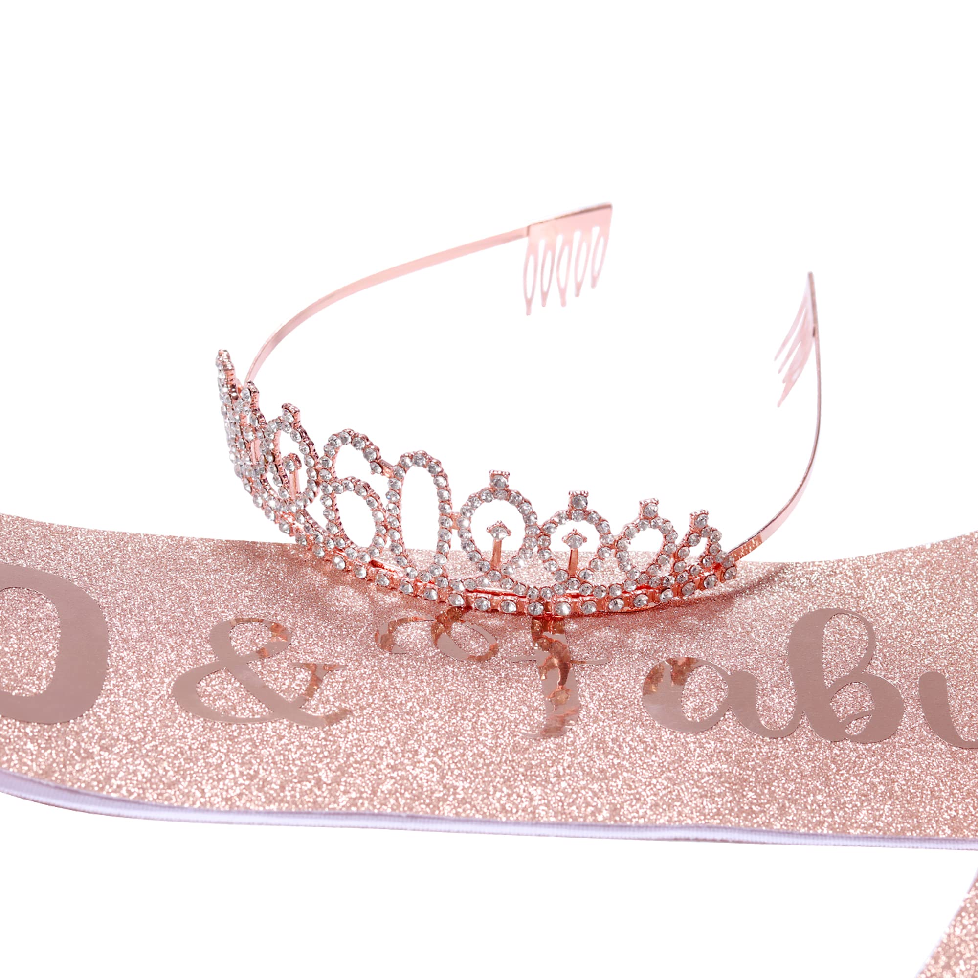 JunyRuny 60th Birthday Sash and Tiara Rose Gold 60th Birthday Decorations for Women Birthday Gifts for Women 60-Year-Old Happy 60 Birthday Party Favor Supplies