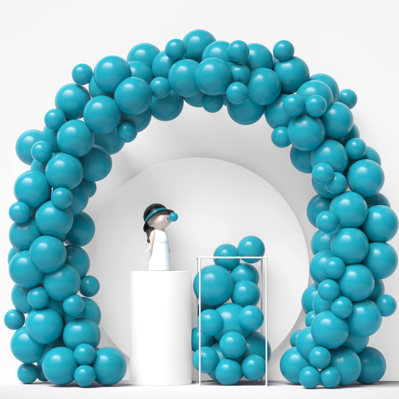 Janinus Turquoise Blue Balloons Garland Arch Kit Peacock Blue Balloons 12Inch 5Inch Turquoise Balloons Different Sizes 80PCS for Baby Shower/Gender Reveal/Wedding/Whale Theme Party Decorations