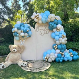 Janinus Turquoise Blue Balloons Garland Arch Kit Peacock Blue Balloons 12Inch 5Inch Turquoise Balloons Different Sizes 80PCS for Baby Shower/Gender Reveal/Wedding/Whale Theme Party Decorations