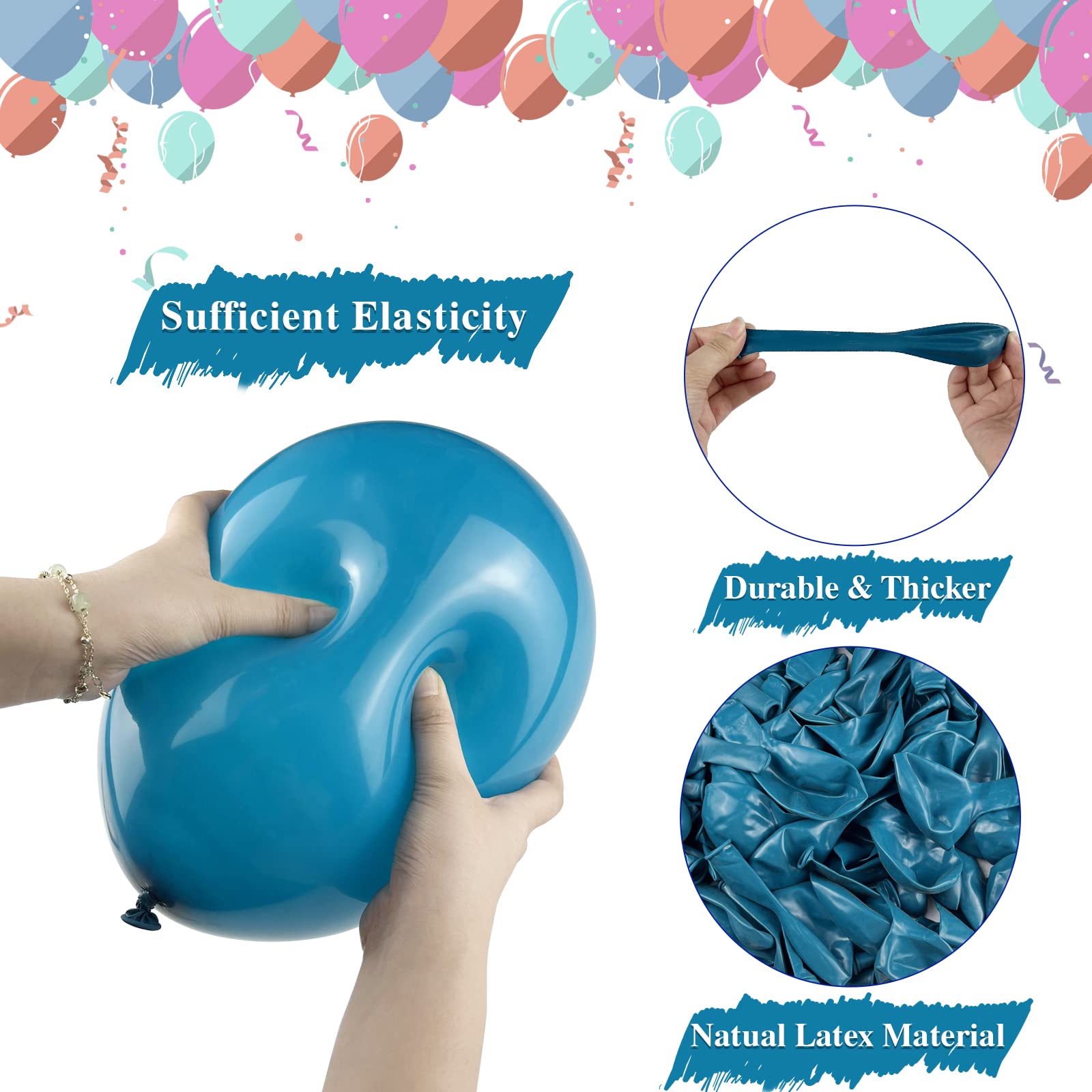 Janinus Turquoise Blue Balloons Garland Arch Kit Peacock Blue Balloons 12Inch 5Inch Turquoise Balloons Different Sizes 80PCS for Baby Shower/Gender Reveal/Wedding/Whale Theme Party Decorations