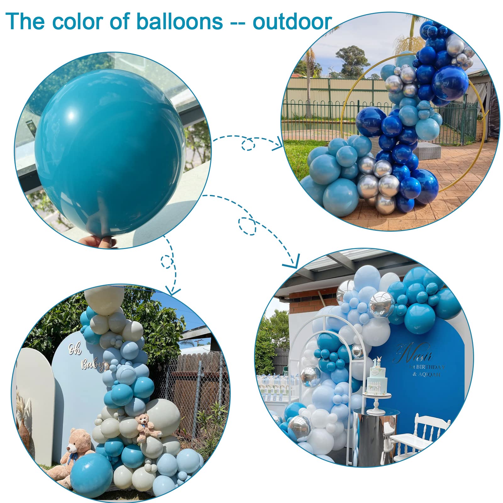 Janinus Turquoise Blue Balloons Garland Arch Kit Peacock Blue Balloons 12Inch 5Inch Turquoise Balloons Different Sizes 80PCS for Baby Shower/Gender Reveal/Wedding/Whale Theme Party Decorations