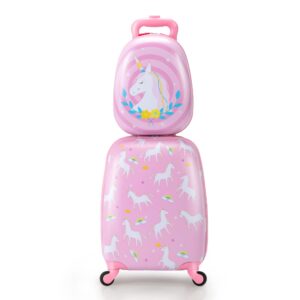 vlive kids luggage set for girls, 12” backpack on carry on luggage for kids, travel suitcase with wheels for 3-5 years old (unicorn)