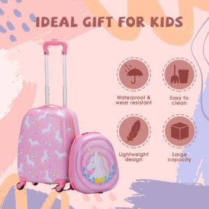 VLIVE Kids Luggage Set for Girls, 12” Backpack on Carry on Luggage for Kids, Travel Suitcase with Wheels for 3-5 years old (Unicorn)