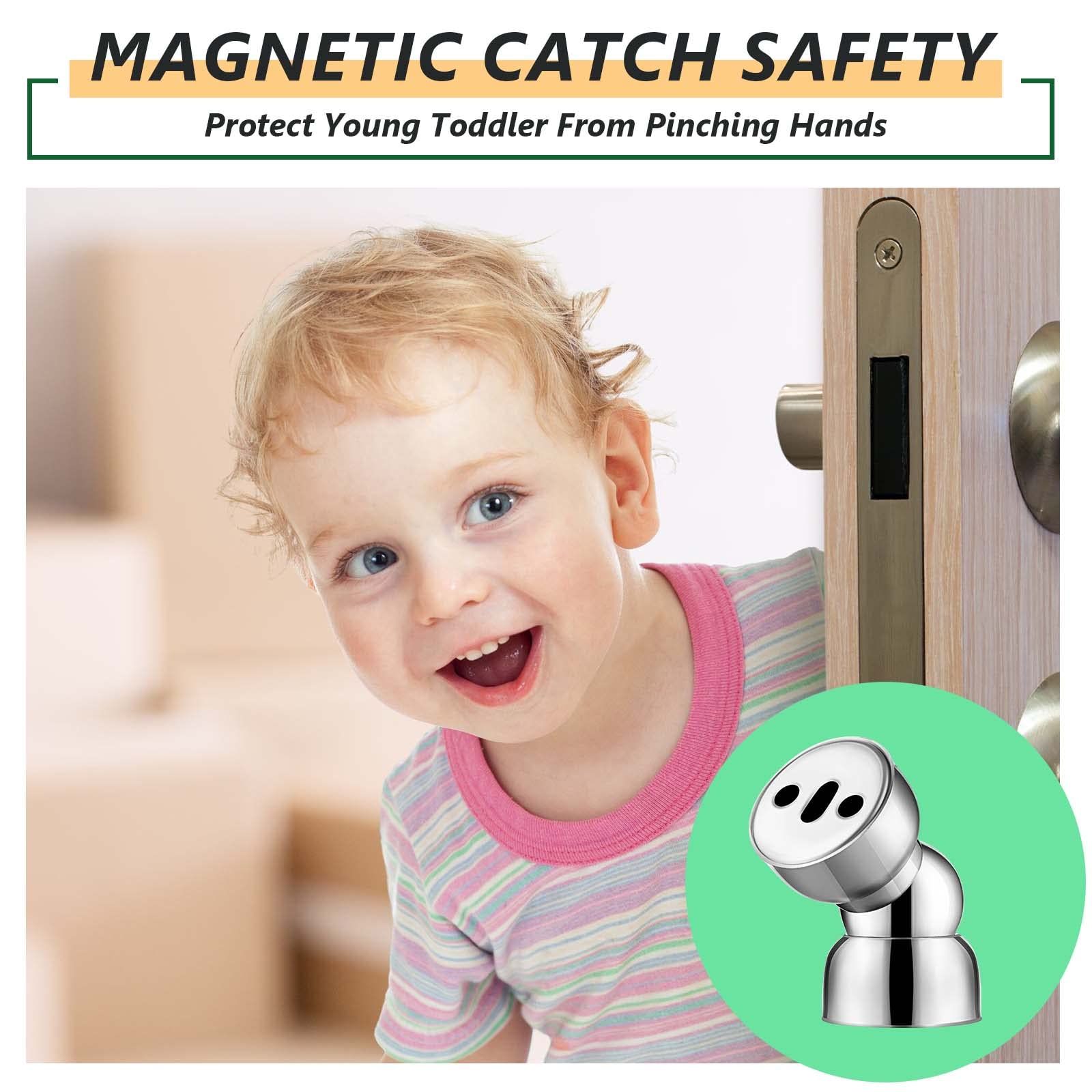 4 Pieces Mini Powerful Magnetic Doorstop, Stainless Steel Door Magnetic Door Stopper Heavy Duty Magnetism Door Holder for Bedroom Bathroom Kitchen Home Office