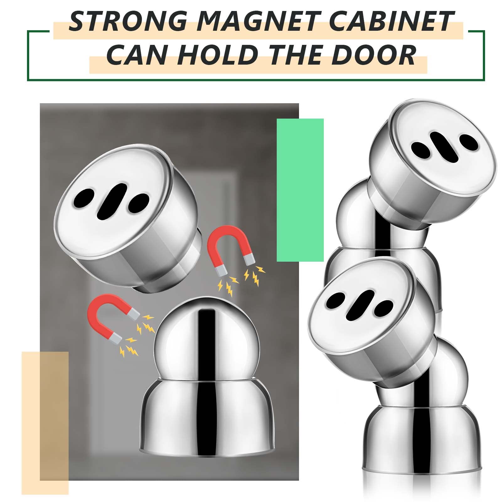 4 Pieces Mini Powerful Magnetic Doorstop, Stainless Steel Door Magnetic Door Stopper Heavy Duty Magnetism Door Holder for Bedroom Bathroom Kitchen Home Office