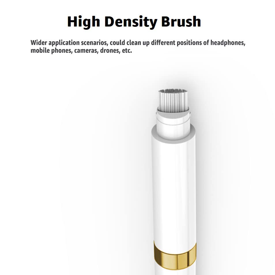 GOALSEN ECP4in1 for Airpod Cleaner Kit Equipped with a Flocked Sponge a Metal Pen Tip 2 High-Density Brush Easy Clean Hard-to-Touch Place Earbud Cleaning Kit Tool for Airpods Pro 1 2 3 -Gold