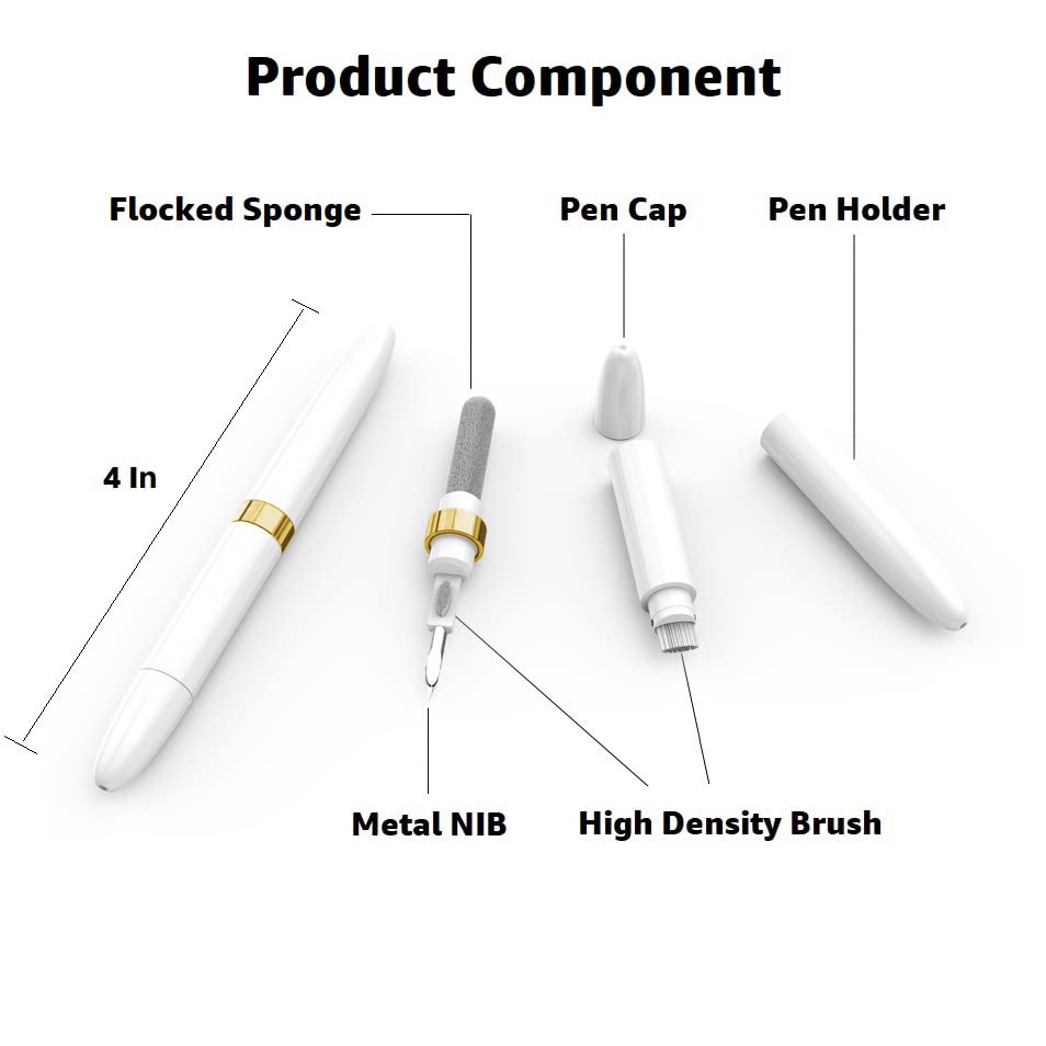 GOALSEN ECP4in1 for Airpod Cleaner Kit Equipped with a Flocked Sponge a Metal Pen Tip 2 High-Density Brush Easy Clean Hard-to-Touch Place Earbud Cleaning Kit Tool for Airpods Pro 1 2 3 -Gold