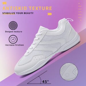 LANDHIKER Cheer Shoes for Women Cheerleading Shoes Girls Youth White Competition Cheerleading Gear Dance Shoes Sports Shoes Tennis Training Athletic Shoes Flats Breathable Kids Cheer Sneakers