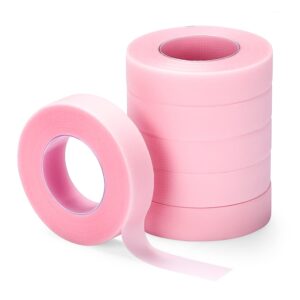 teoyall 6 rolls pe lash extension tapes, adhesive breathable micropore eyelash tapes lash extension supplies for makeup salon (pink)
