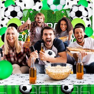 122 Pcs Soccer Themed Birthday Party Supplies Soccer Party Decorations Include Soccer Backdrop Soccer Balloons Plastic Soccer Table Covers Tablecloth Soccer Theme Sport Activity for Kid Adult