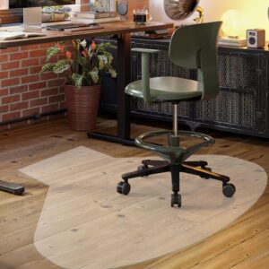 raoot office chair mat for hardwood and tile floors for hard floor use at workstations and large desks and large computer tables - 45 x 59 inch l & u shaped desk floor mat
