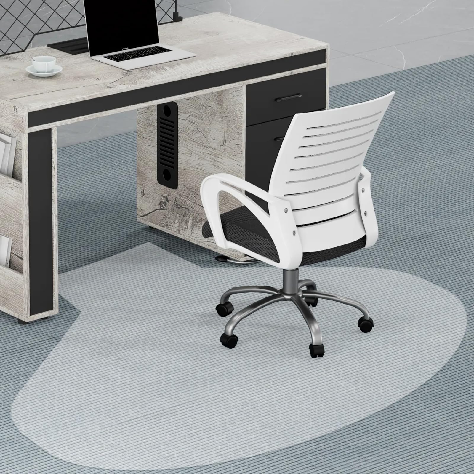 Raoot Office Chair Mat for Hardwood and Tile Floors for Hard Floor use at Workstations and Large Desks and Large Computer Tables - 45 x 59 inch L & U Shaped Desk Floor Mat