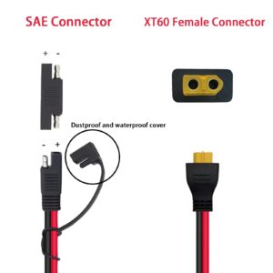 AnkEnergy 12AWG XT60 to SAE Connector Extension Cable for Solar Generator Portable Power Station SAE-XT60 (1Ft)