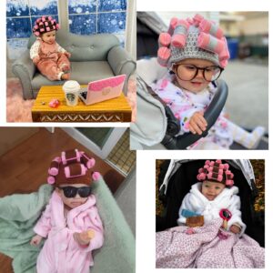 Adolala Newborn Photography Props 4 PCS Photoshoot Outfits Bathrobe Baby Curler Hat Bead Necklace Glasses Costume Sets