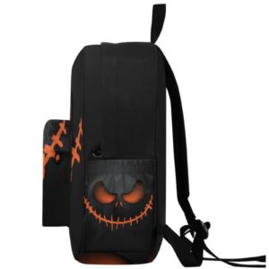 ZzWwR Halloween Mask Background Large Laptop Backpack Durable Travel Computer Bag for Men Women School Bookbag Work