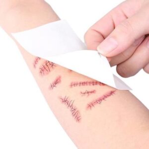 10 Sheets 3D Body Face Scar Realistic Fake Bloody Wound Scab Waterproof Temporary Tattoos Sticker for Halloween Masquerade Party Supplies