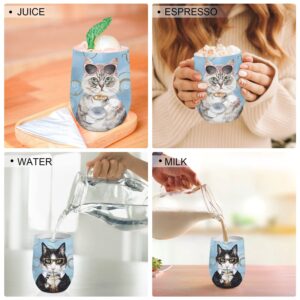 NymphFable 12oz Cool and Beautiful Cat Wine Tumbler Gifts for Men and Women Insulated Stainless Steel Cat Cups