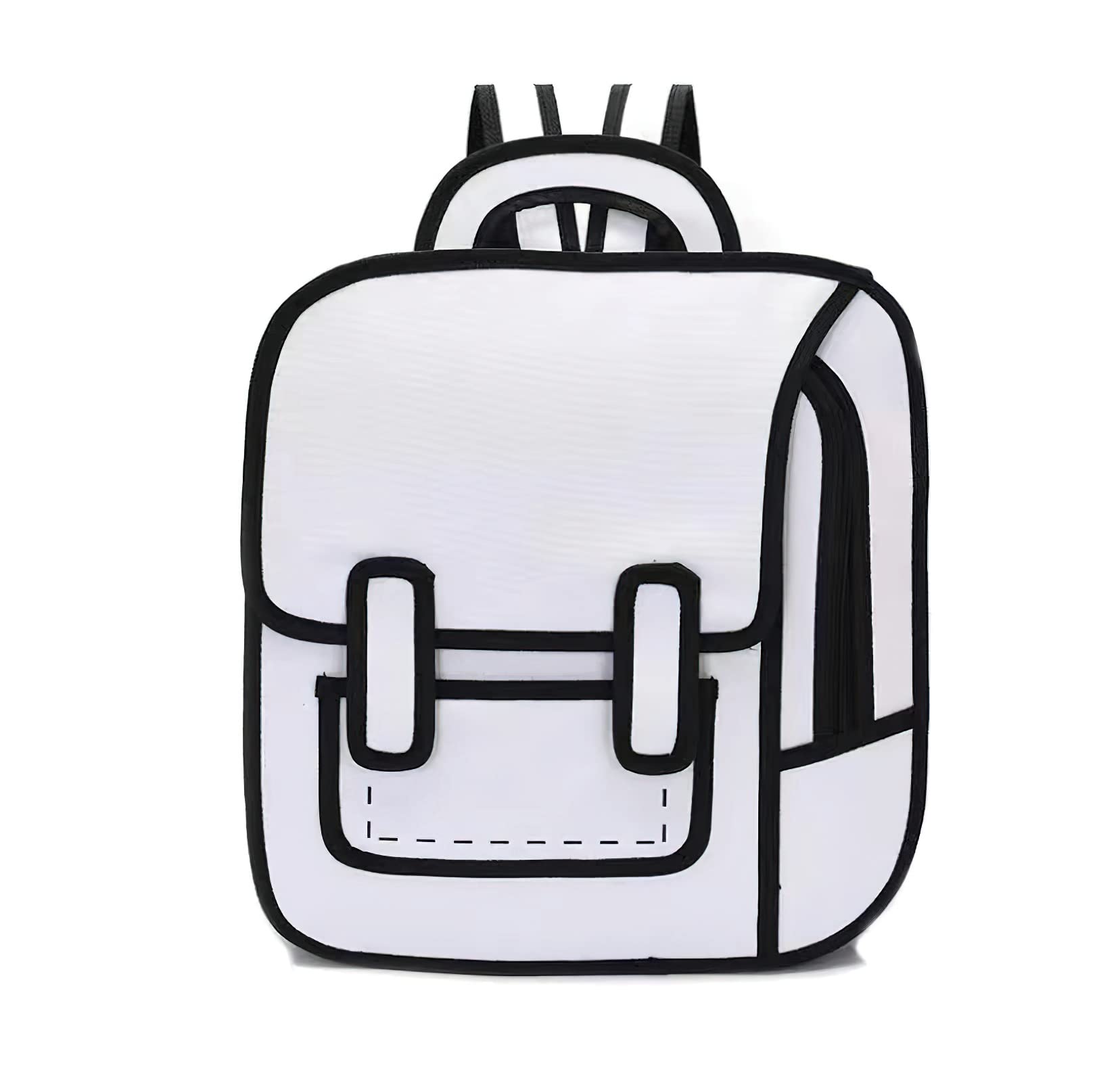 LaurelTree Kawaii Aesthetic Cute Funny 2D Cartoon Backpack Laptop Travel Bag School Students Suppliers Teens Girls (White)…