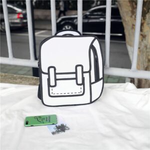 LaurelTree Kawaii Aesthetic Cute Funny 2D Cartoon Backpack Laptop Travel Bag School Students Suppliers Teens Girls (White)…